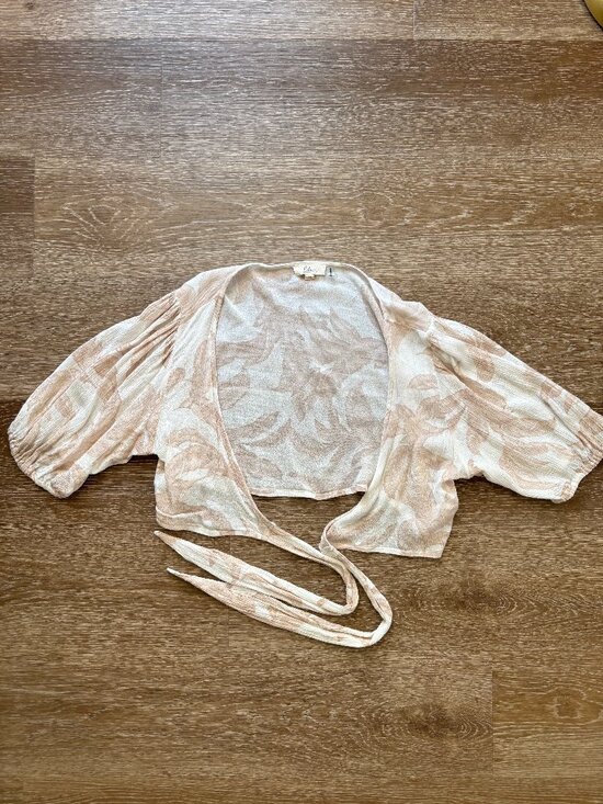 Elan Tops - Boho Shrug Tie Front Blouse